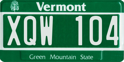 VT license plate XQW104