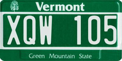VT license plate XQW105