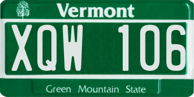 VT license plate XQW106