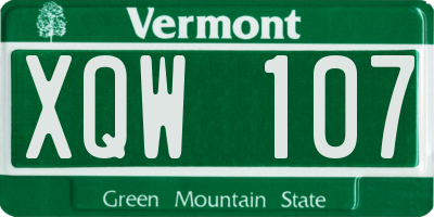 VT license plate XQW107