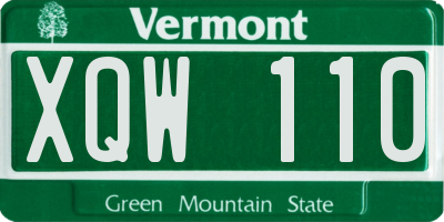 VT license plate XQW110