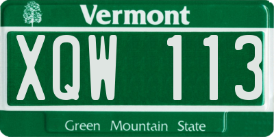 VT license plate XQW113
