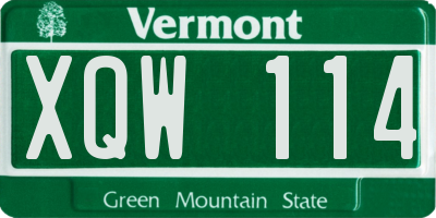 VT license plate XQW114