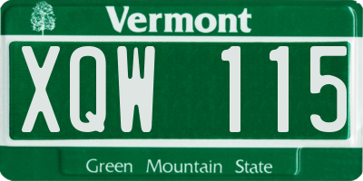 VT license plate XQW115