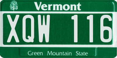 VT license plate XQW116