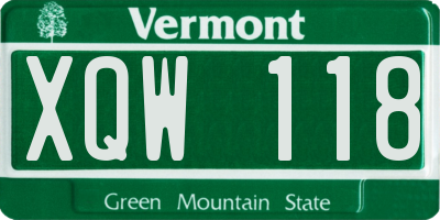 VT license plate XQW118