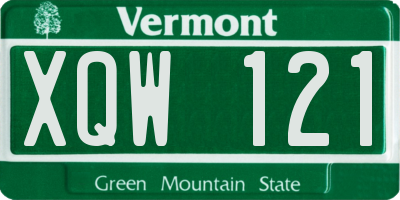 VT license plate XQW121