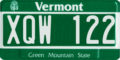 VT license plate XQW122