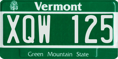 VT license plate XQW125