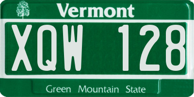 VT license plate XQW128