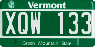 VT license plate XQW133
