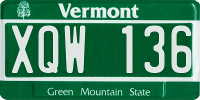 VT license plate XQW136