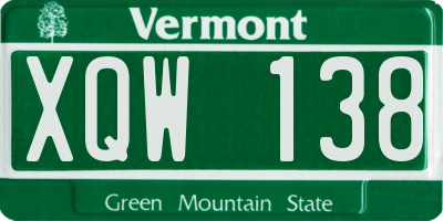 VT license plate XQW138