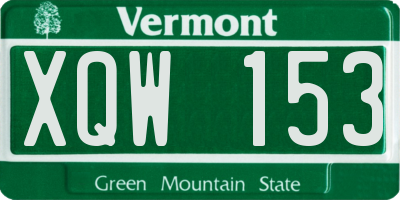 VT license plate XQW153