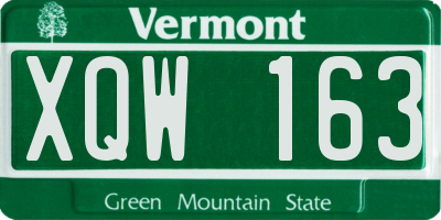 VT license plate XQW163