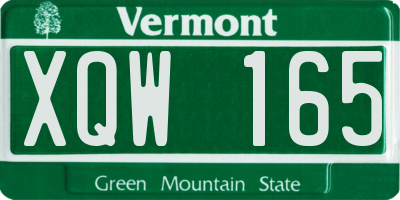 VT license plate XQW165