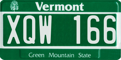 VT license plate XQW166