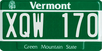 VT license plate XQW170
