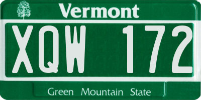 VT license plate XQW172