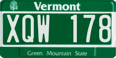 VT license plate XQW178