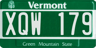 VT license plate XQW179