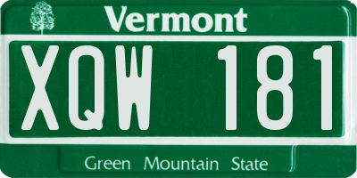 VT license plate XQW181