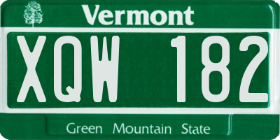 VT license plate XQW182