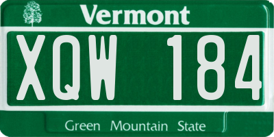 VT license plate XQW184