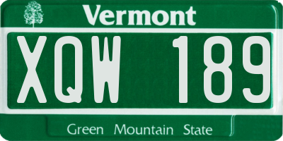 VT license plate XQW189
