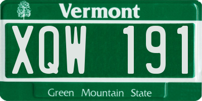 VT license plate XQW191