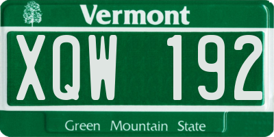 VT license plate XQW192