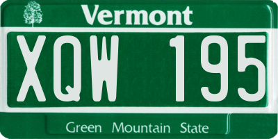 VT license plate XQW195