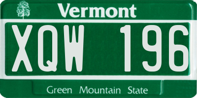 VT license plate XQW196
