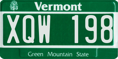 VT license plate XQW198