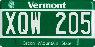 VT license plate XQW205