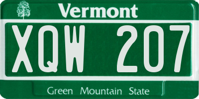 VT license plate XQW207