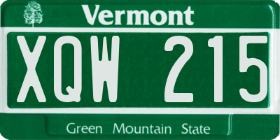 VT license plate XQW215