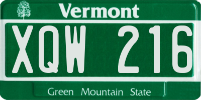 VT license plate XQW216