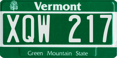VT license plate XQW217