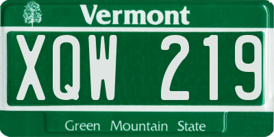 VT license plate XQW219