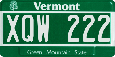 VT license plate XQW222