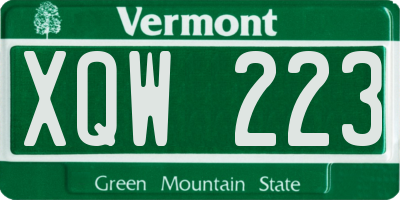 VT license plate XQW223
