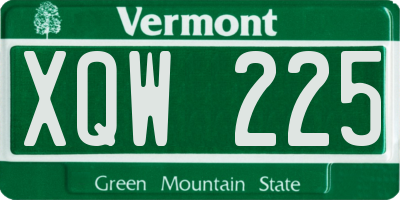VT license plate XQW225