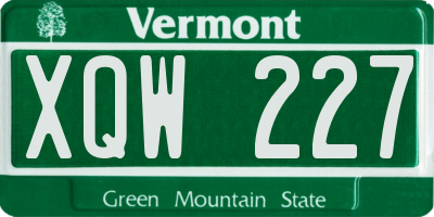 VT license plate XQW227