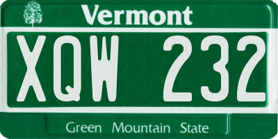 VT license plate XQW232