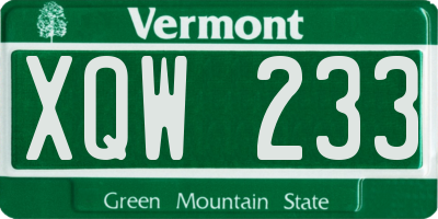 VT license plate XQW233