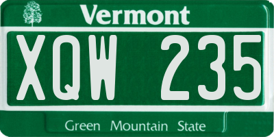 VT license plate XQW235
