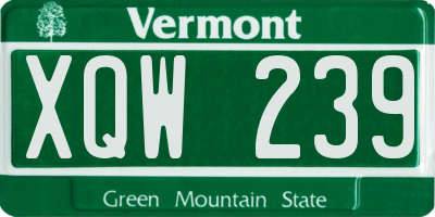 VT license plate XQW239