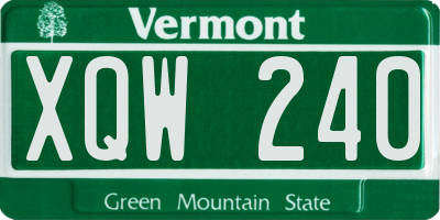 VT license plate XQW240