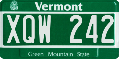 VT license plate XQW242
